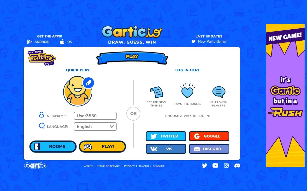 Gartic homepage screenshot