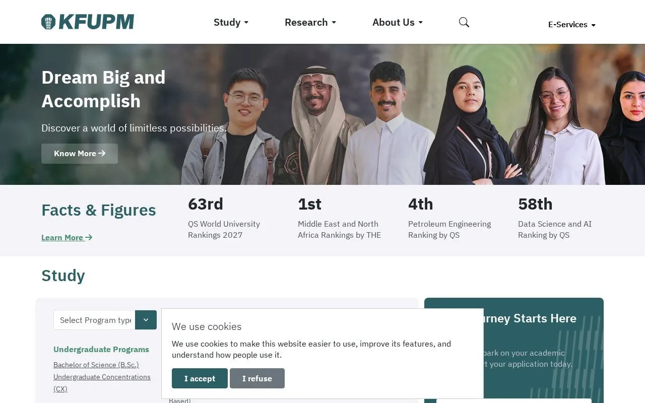 King Fahd University of Petroleum and Minerals homepage screenshot