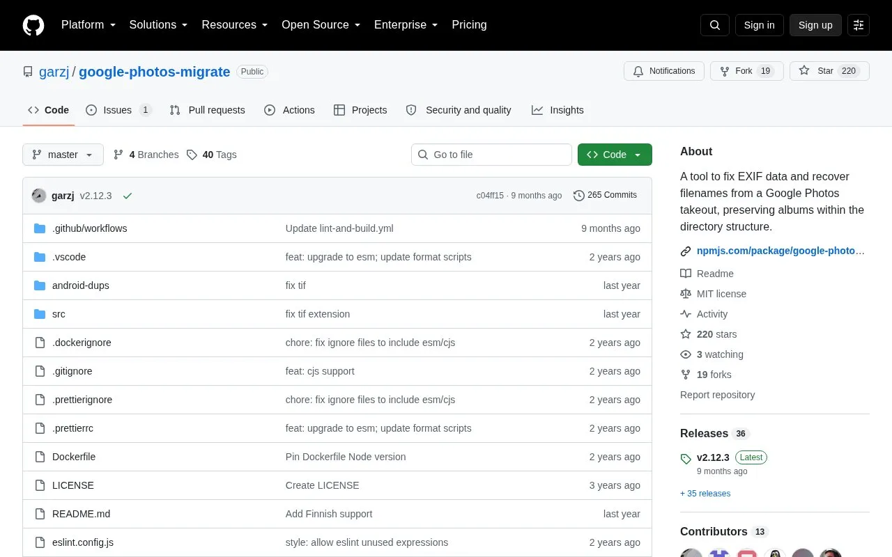 Migration Tool homepage screenshot