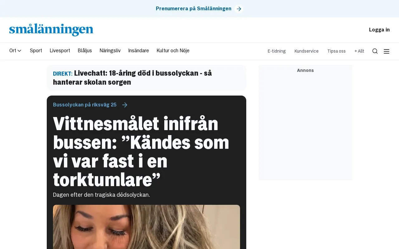 Smålänningen homepage screenshot