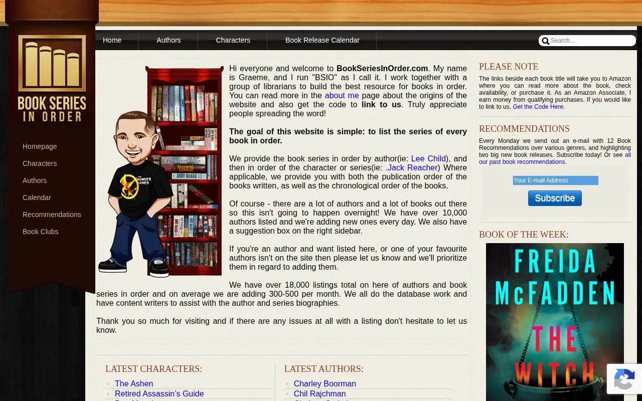 Book Series in Order homepage screenshot