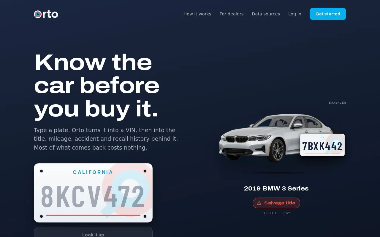 Orto homepage screenshot
