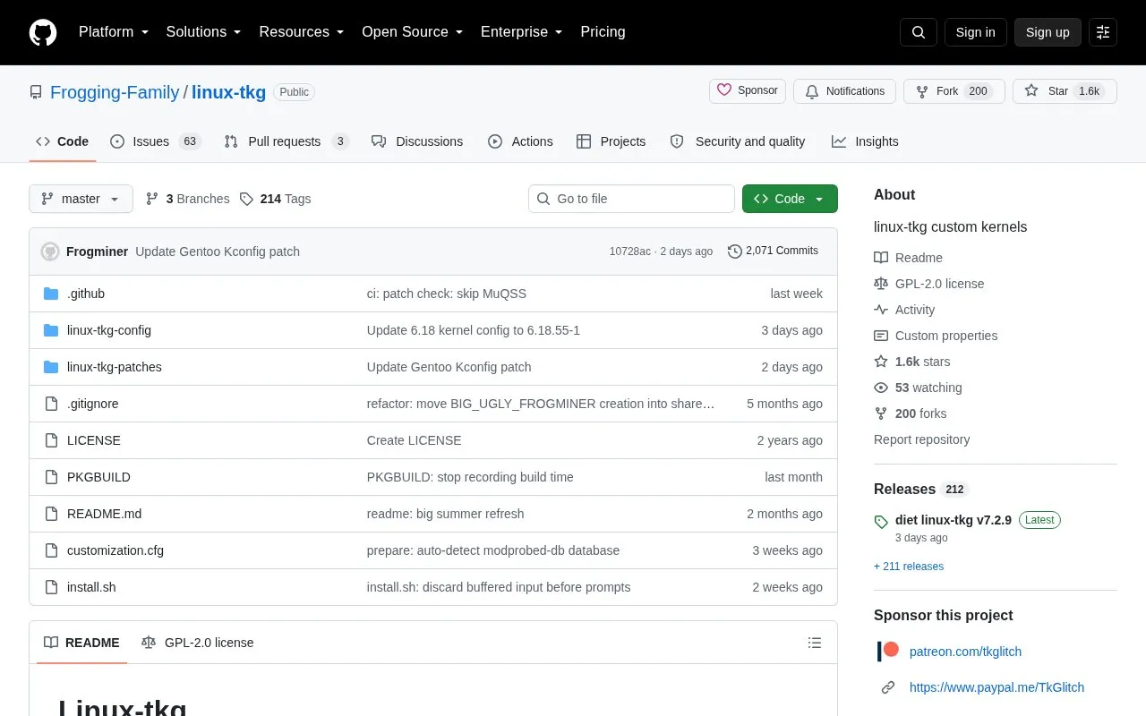 Frogging homepage screenshot