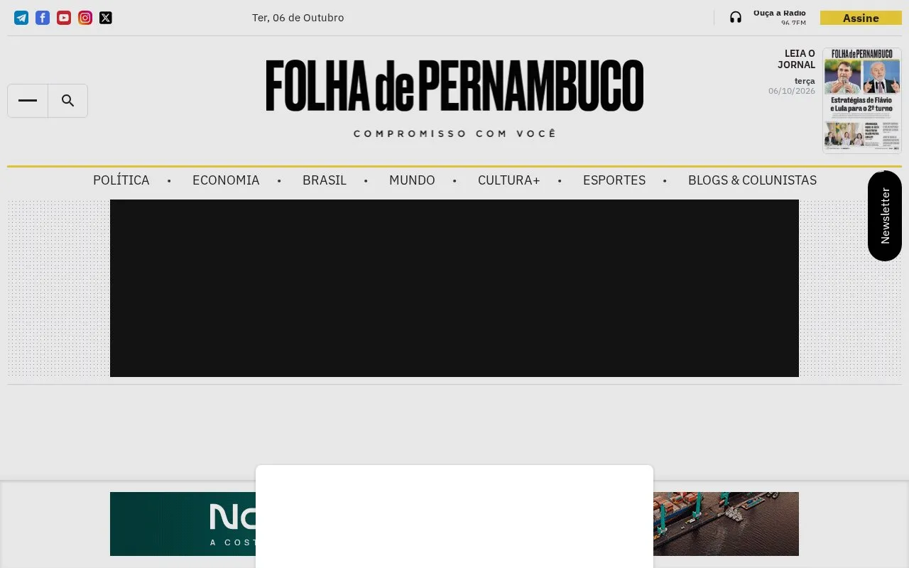 Folha de Pernambuco homepage screenshot