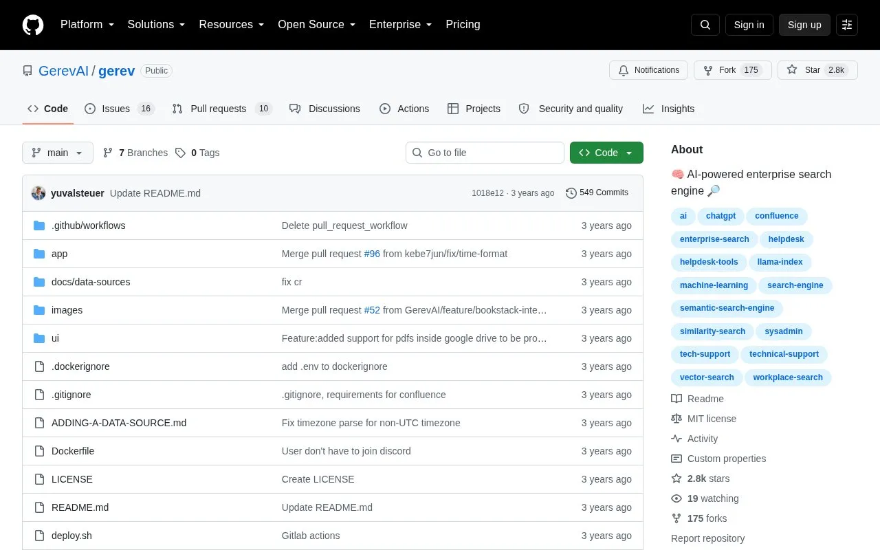 Gerev homepage screenshot