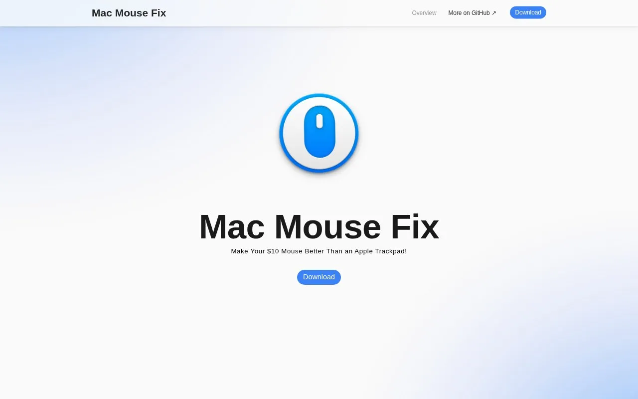 MacMouseFix homepage screenshot