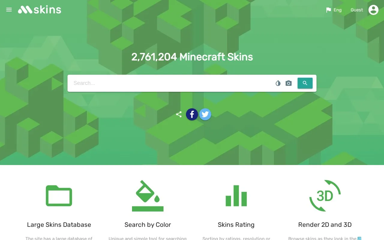 MSkins homepage screenshot