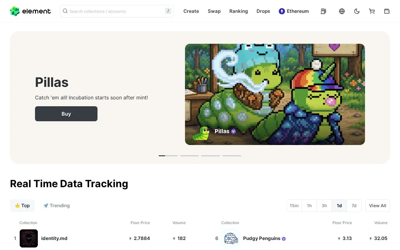 Element homepage screenshot