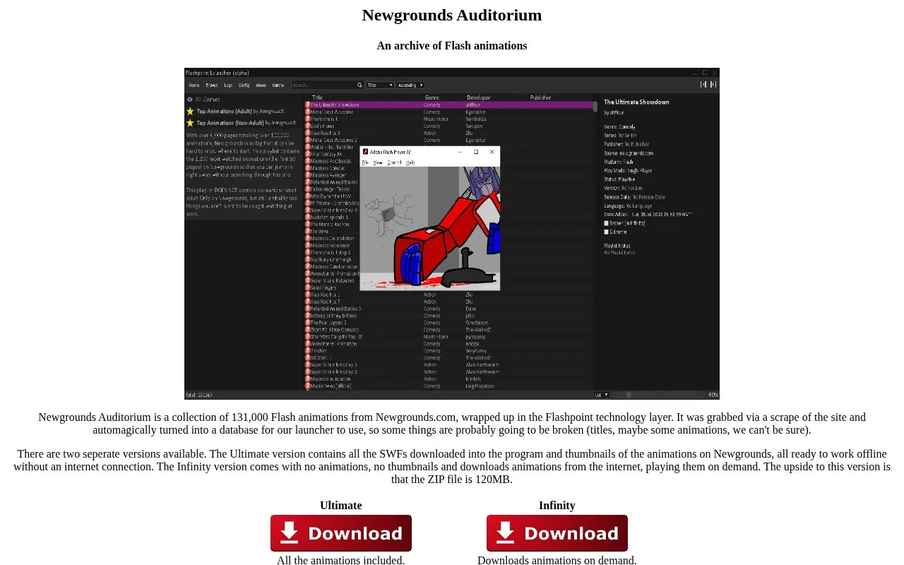 Newgrounds Auditorium homepage screenshot
