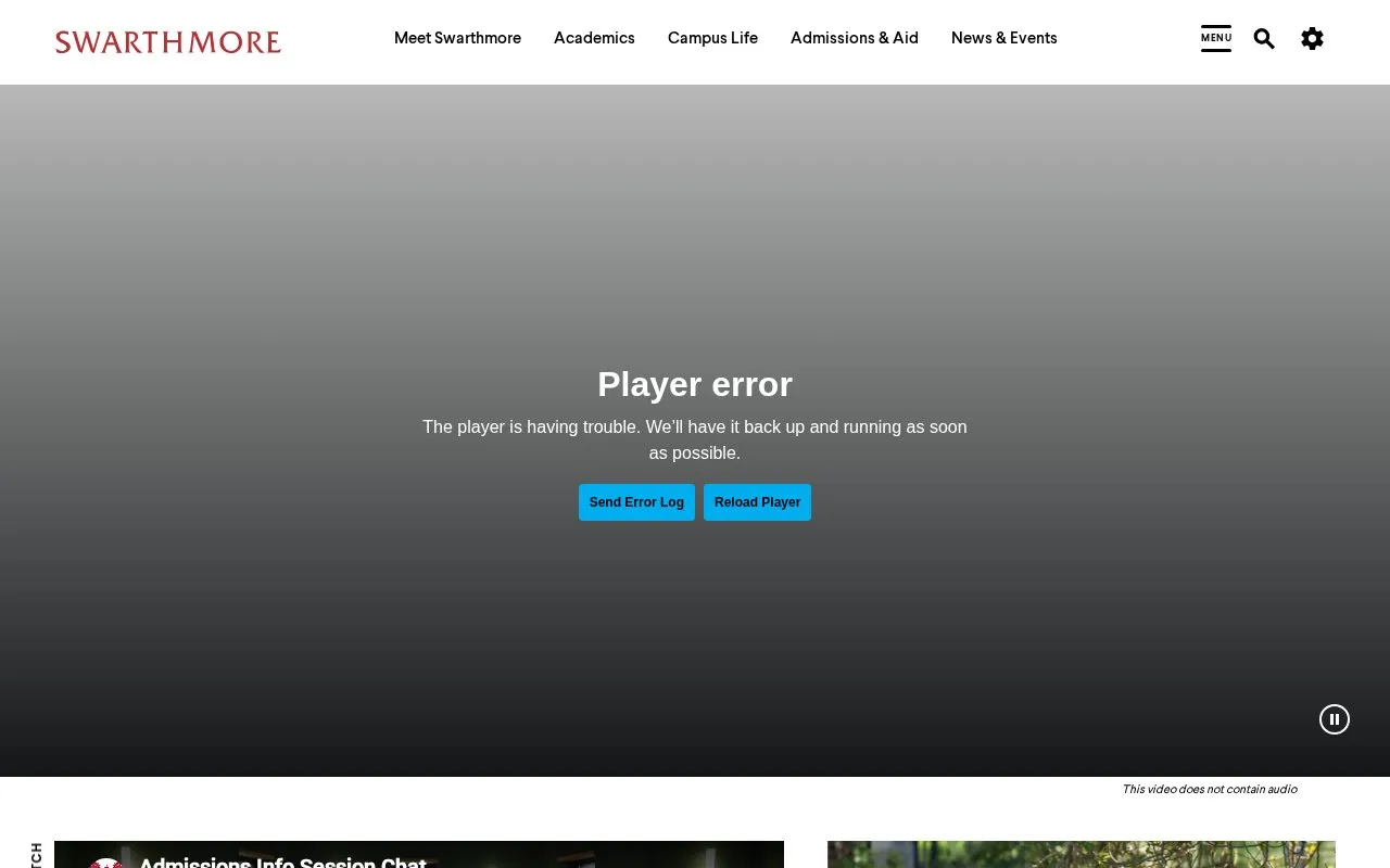 Swarthmore College homepage screenshot