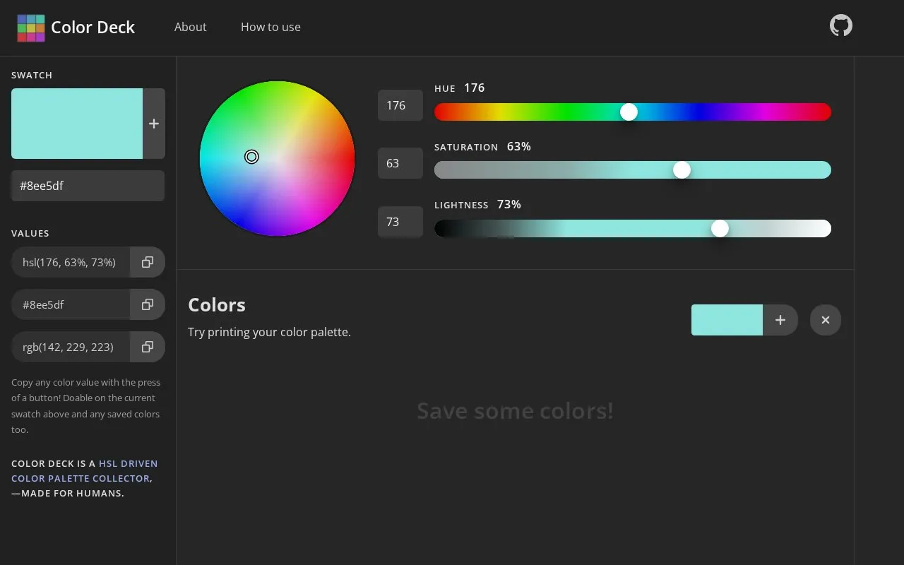 Color Deck homepage screenshot