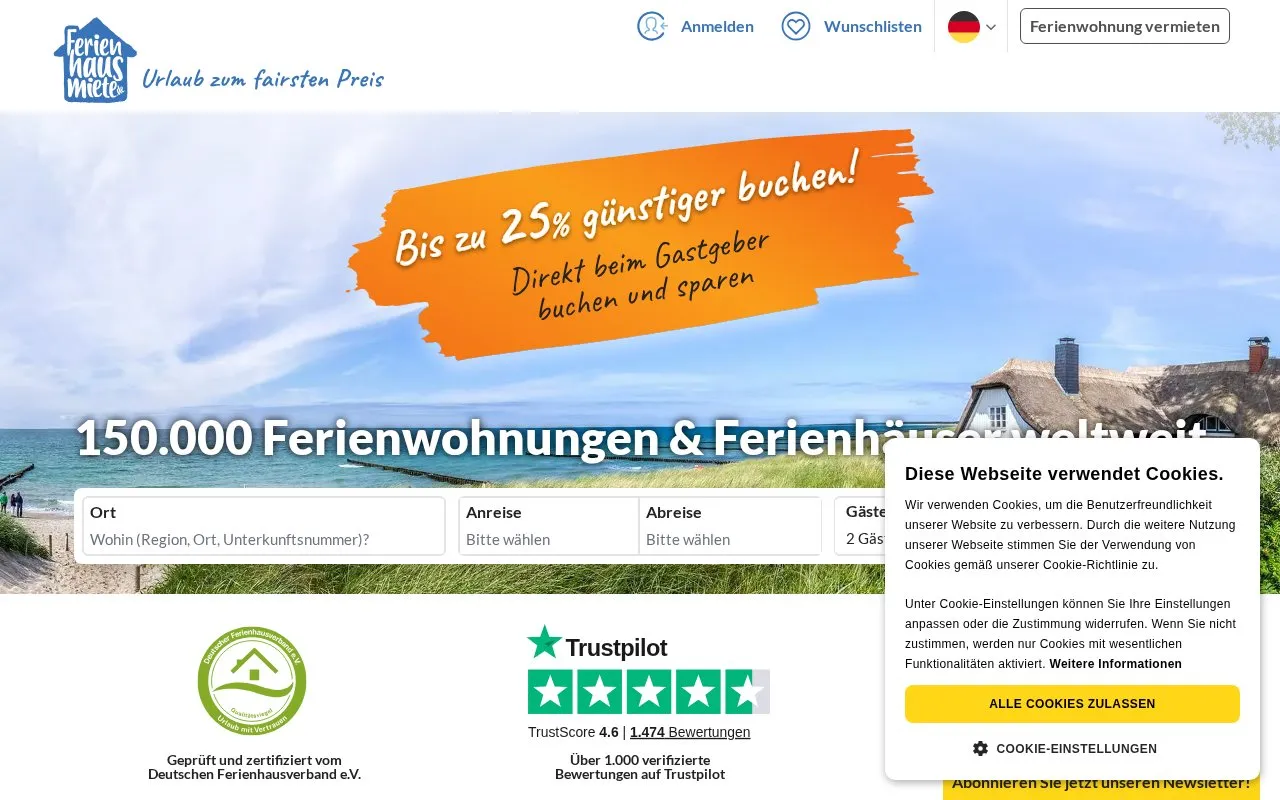 Tourist-Paradise.com homepage screenshot