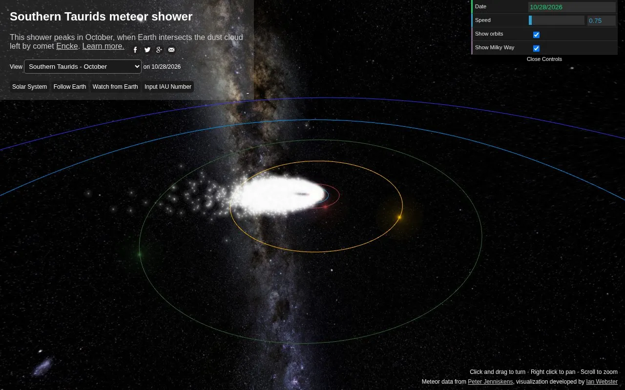 Meteor Showers homepage screenshot