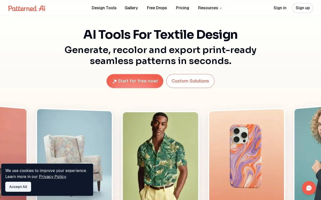 PatternedAI homepage screenshot