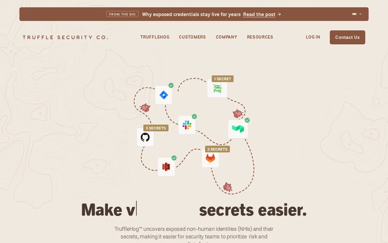 Trufflehog homepage screenshot