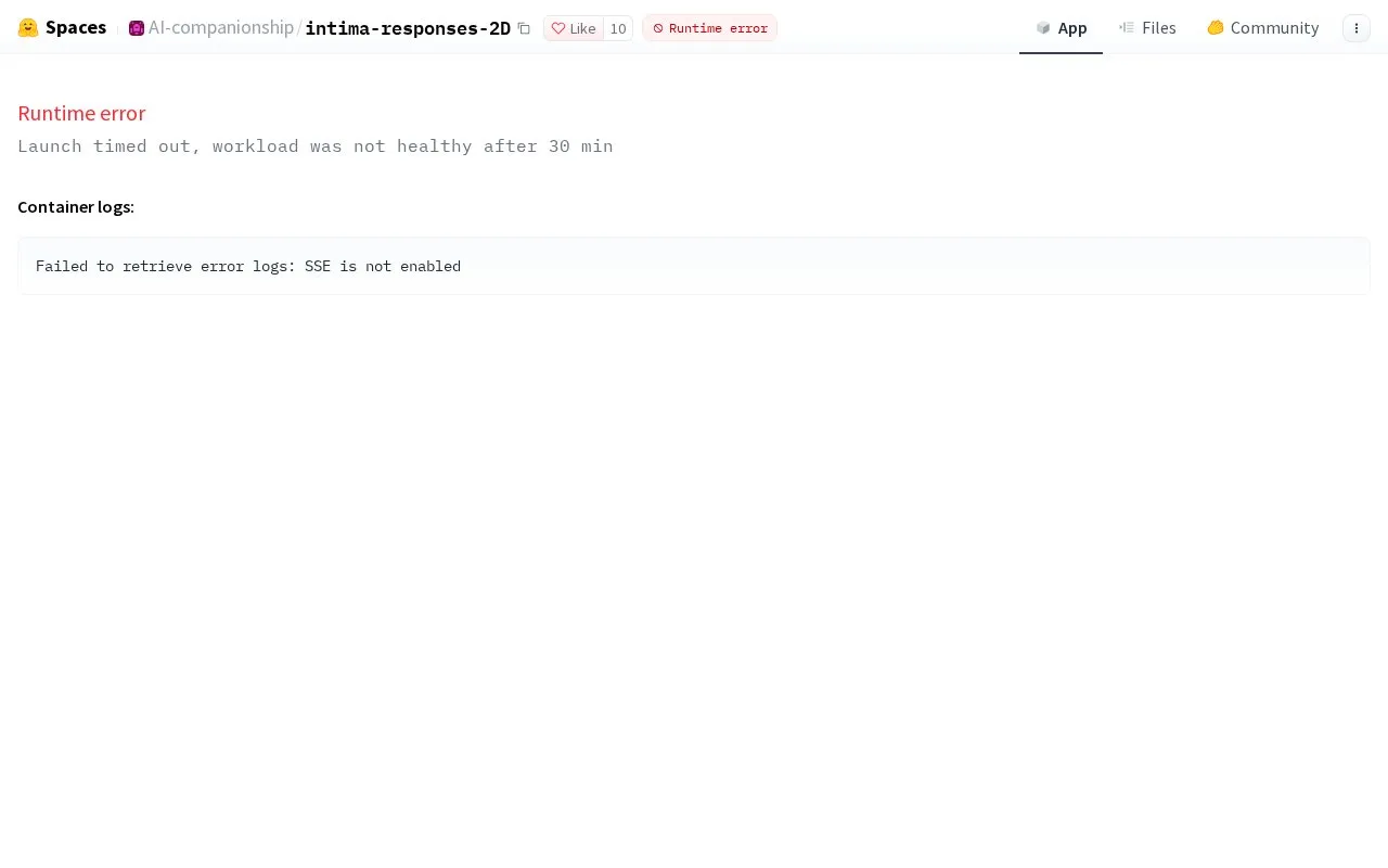 INTIMA Companionship Benchmark Responses homepage screenshot