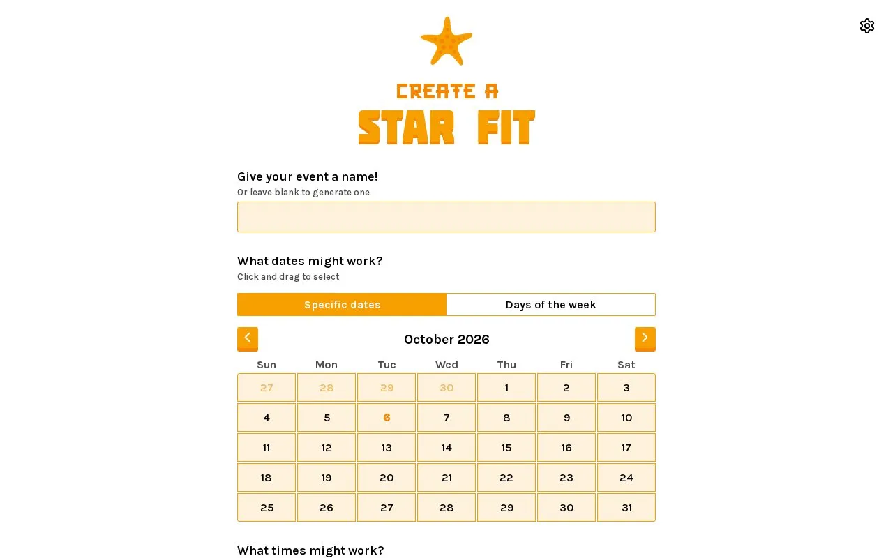 Star Fit homepage screenshot