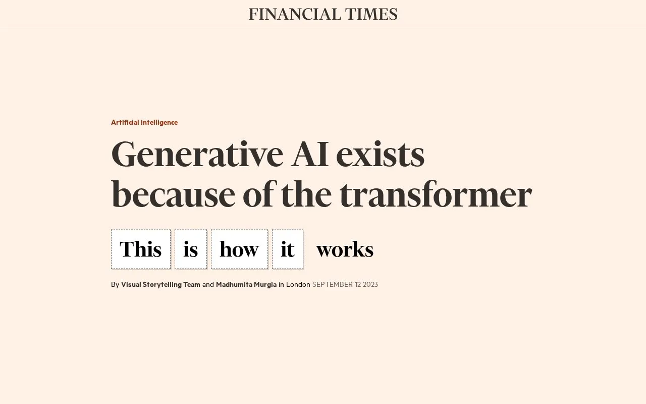 Generative AI exists because of the transformer homepage screenshot