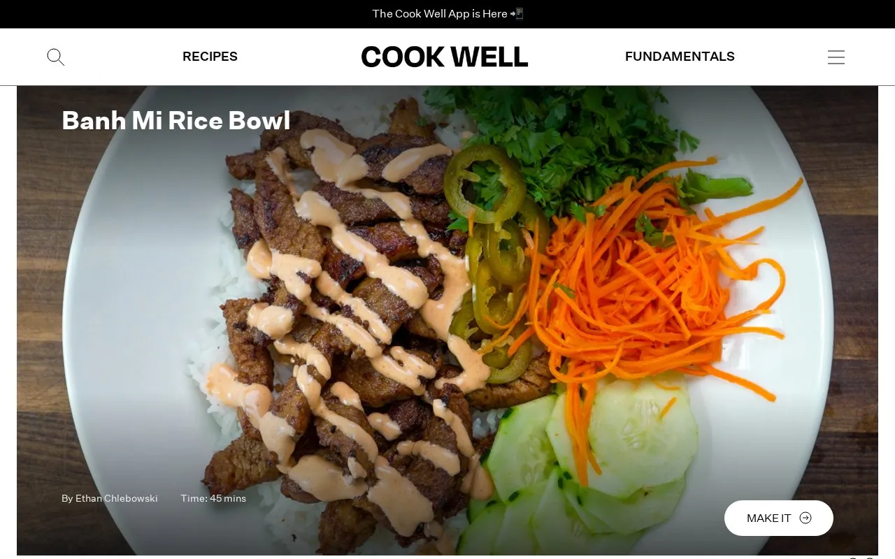 Cook Well homepage screenshot