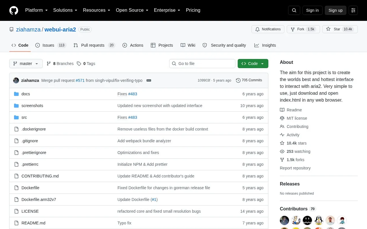 WebUI homepage screenshot