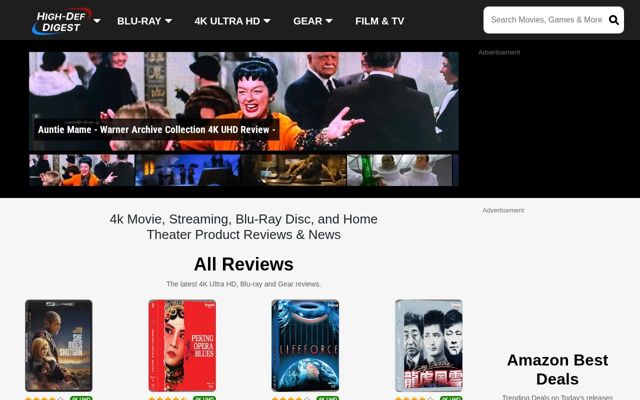 High Def Digest homepage screenshot
