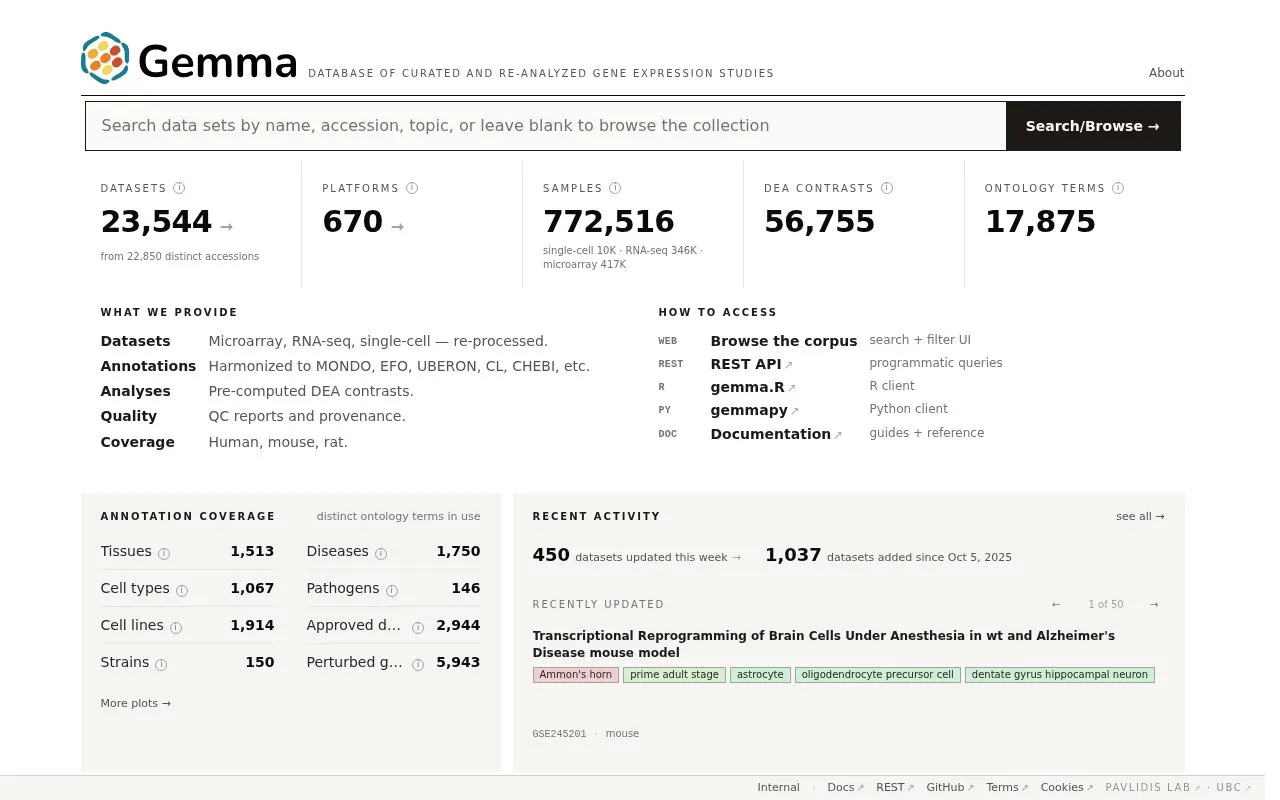Gemma homepage screenshot