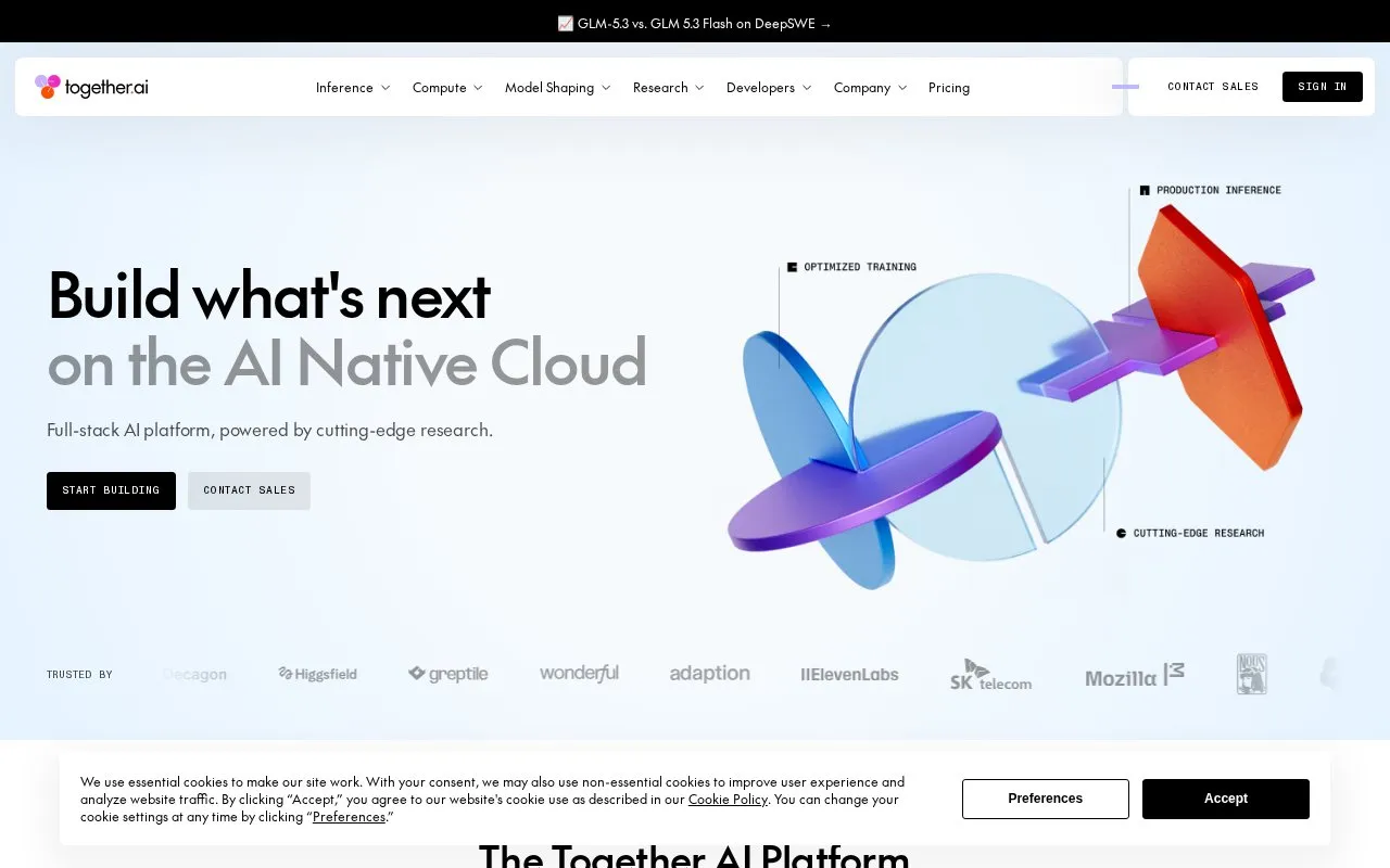 Together AI homepage screenshot