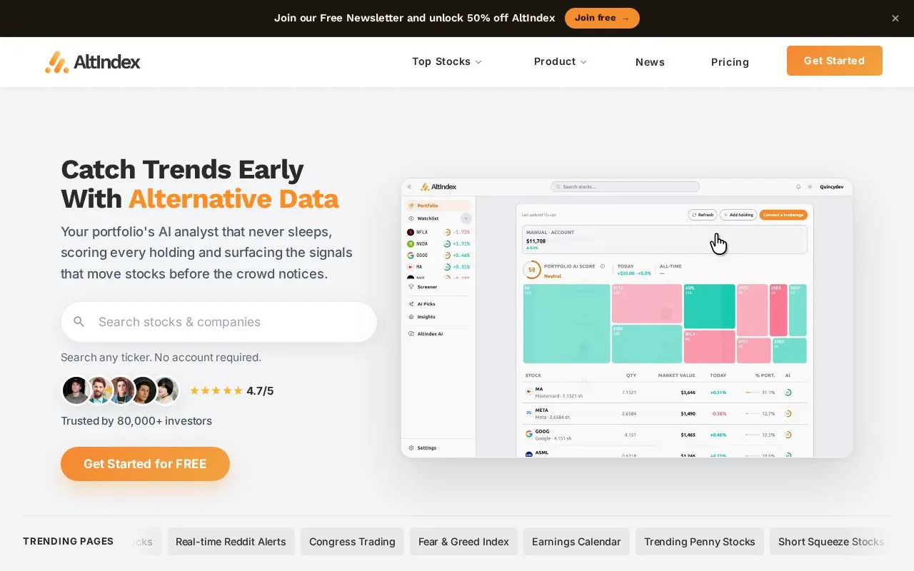 AltIndex homepage screenshot
