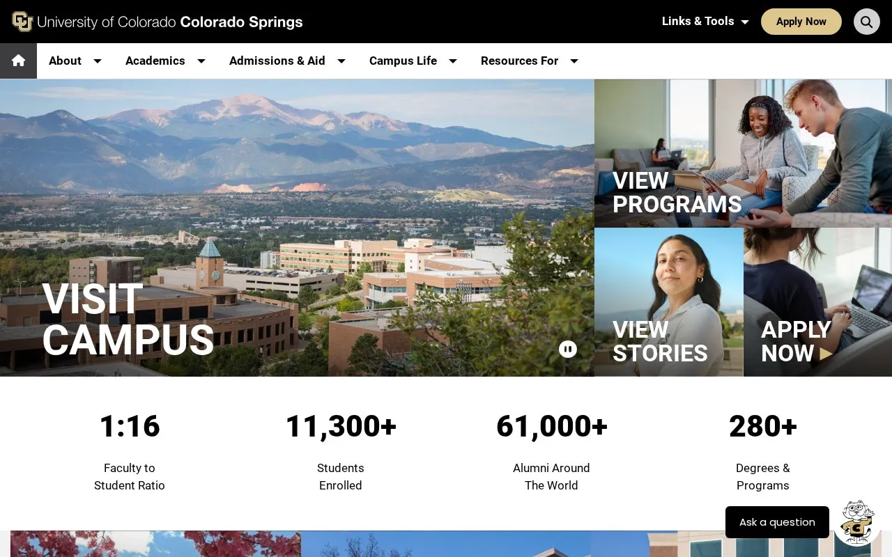 University of Colorado, Colorado Springs homepage screenshot
