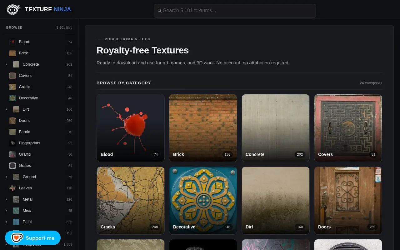 TextureNinja homepage screenshot
