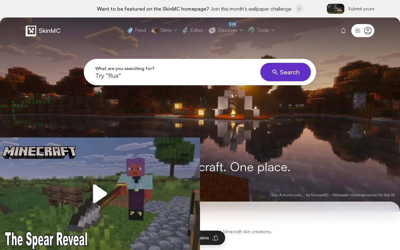 SkinMC homepage screenshot
