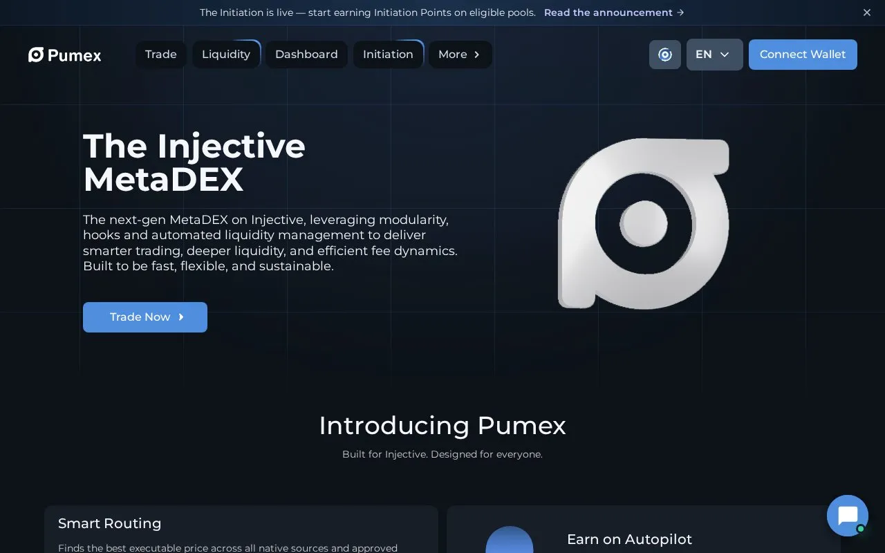Pumex homepage screenshot