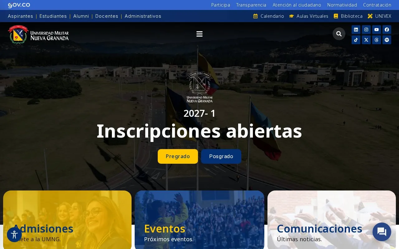Universidad Militar Nueva Granada homepage screenshot