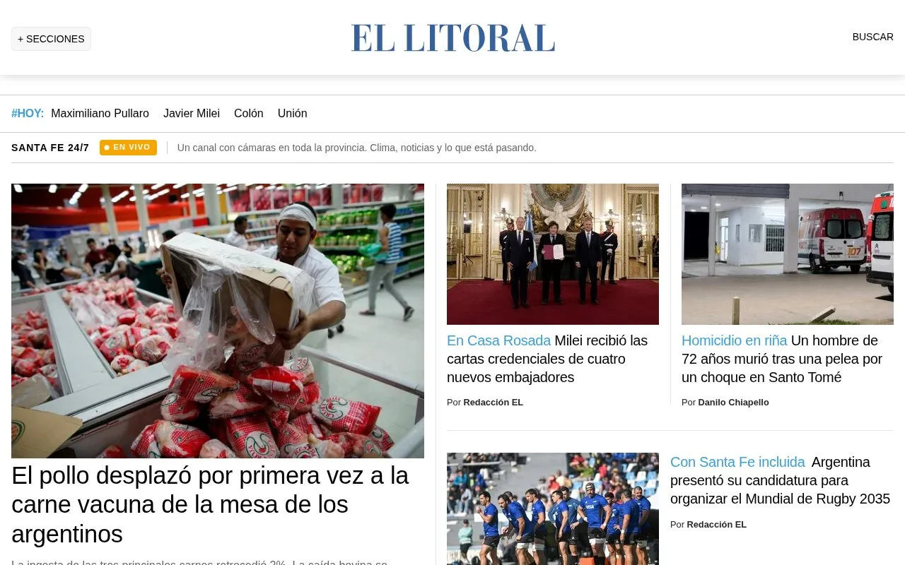 El Litoral homepage screenshot