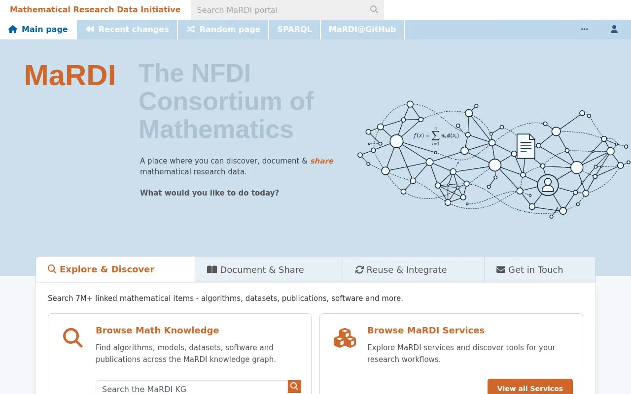 MaRDI4NFDI Portal homepage screenshot