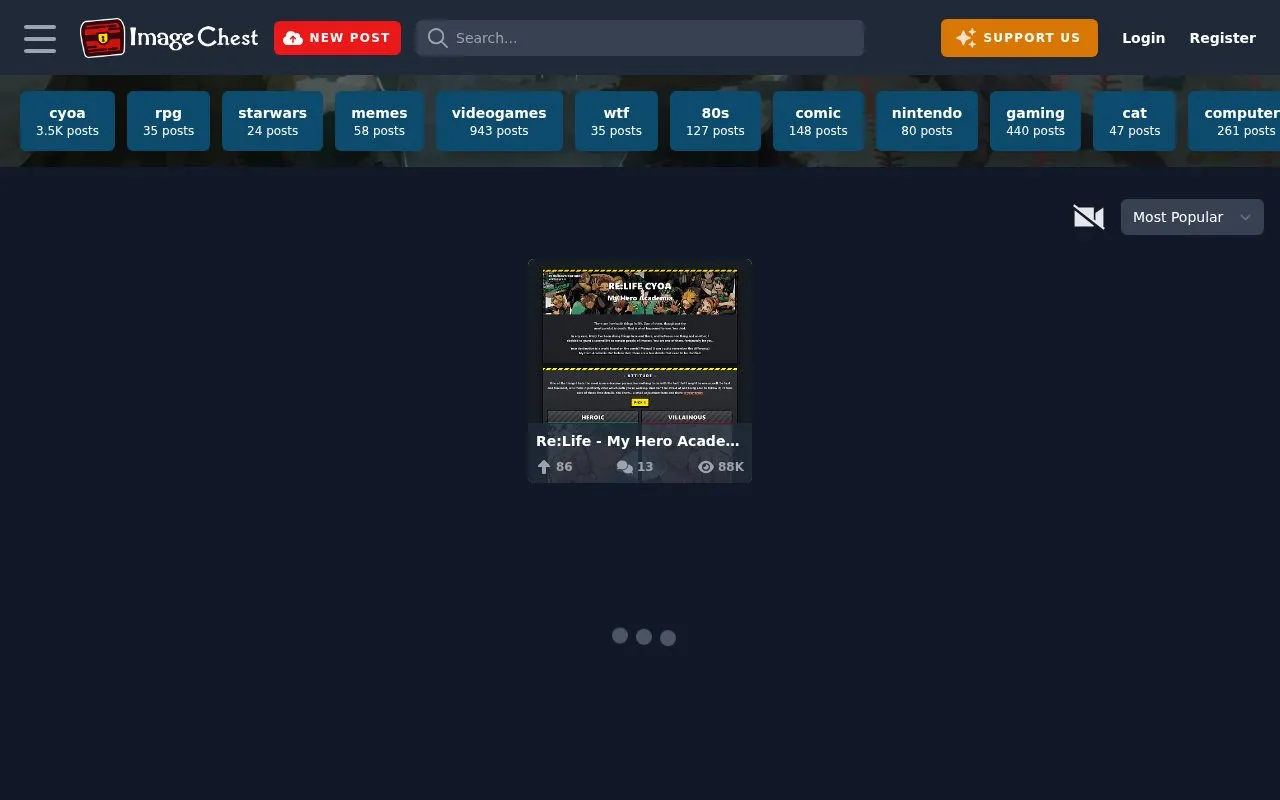imgchest homepage screenshot