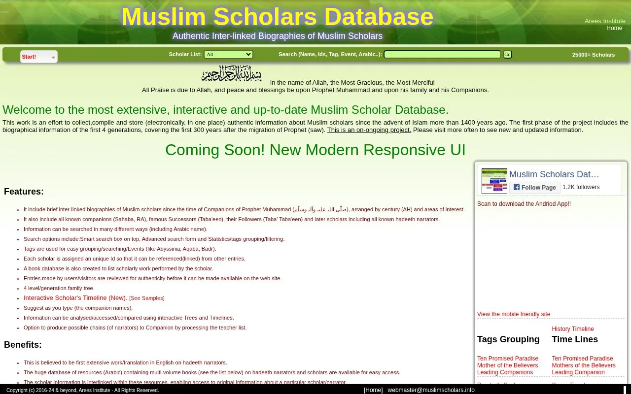 Muslim Scholars homepage screenshot