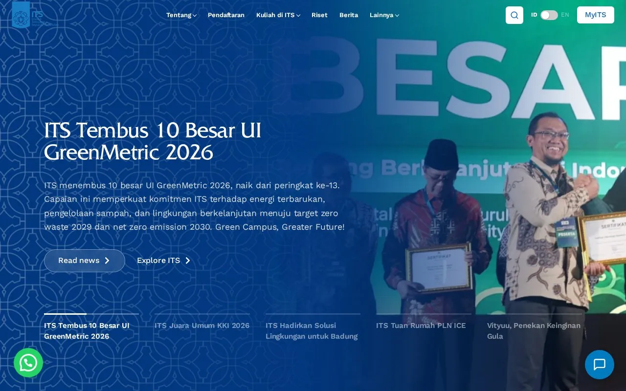 Sepuluh Nopember Institute of Technology homepage screenshot