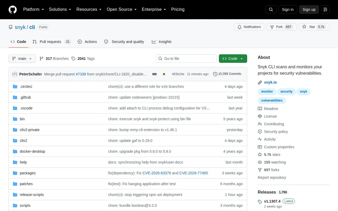 Cli homepage screenshot