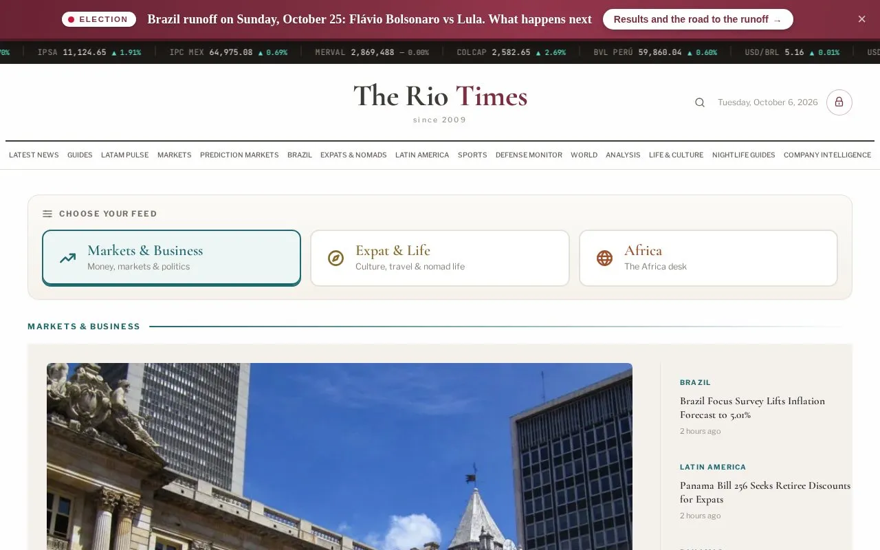 The Rio Times homepage screenshot