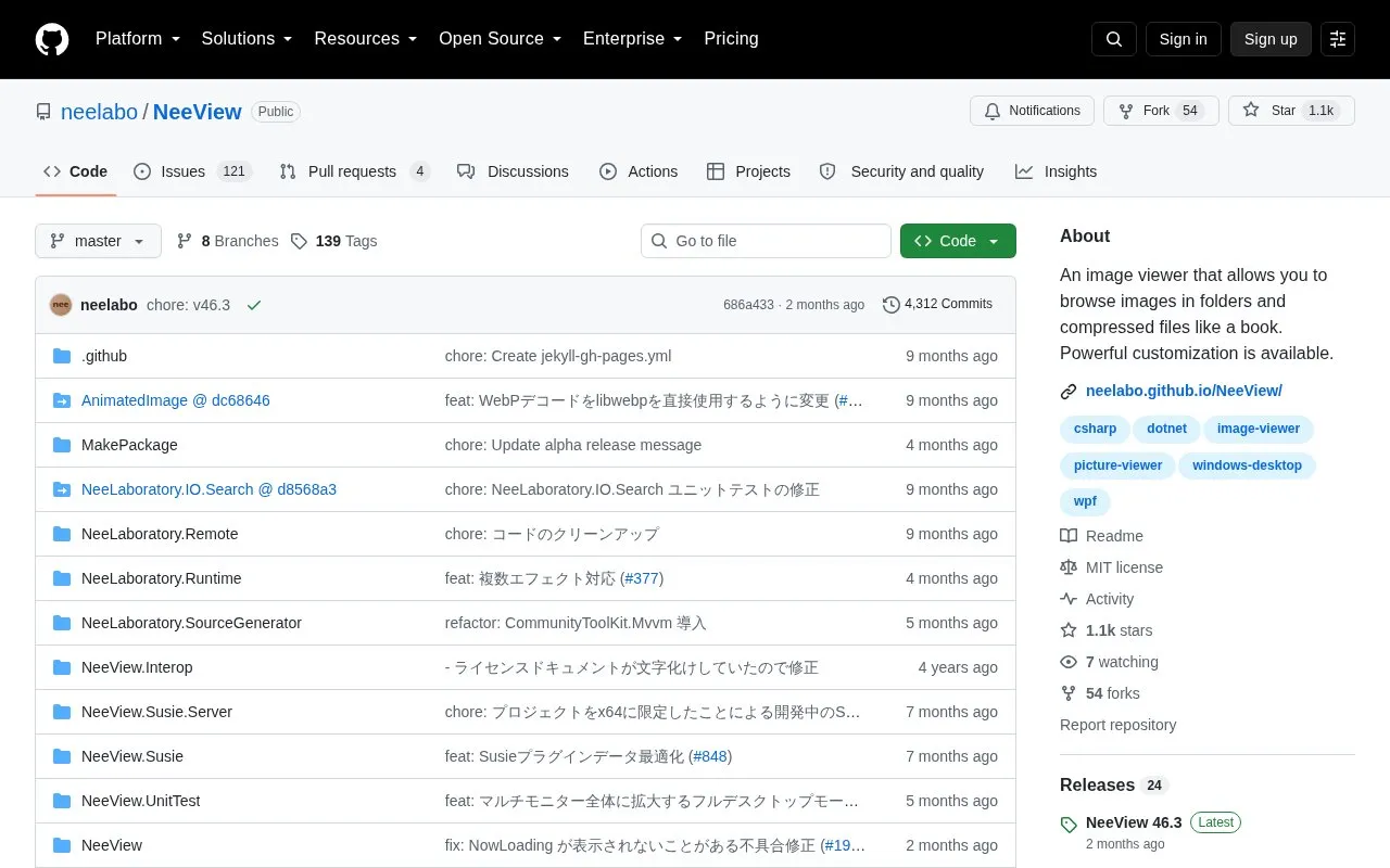 Nee View homepage screenshot