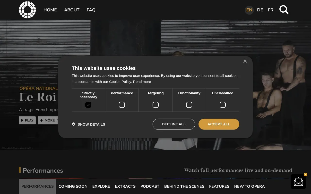 OperaVision homepage screenshot