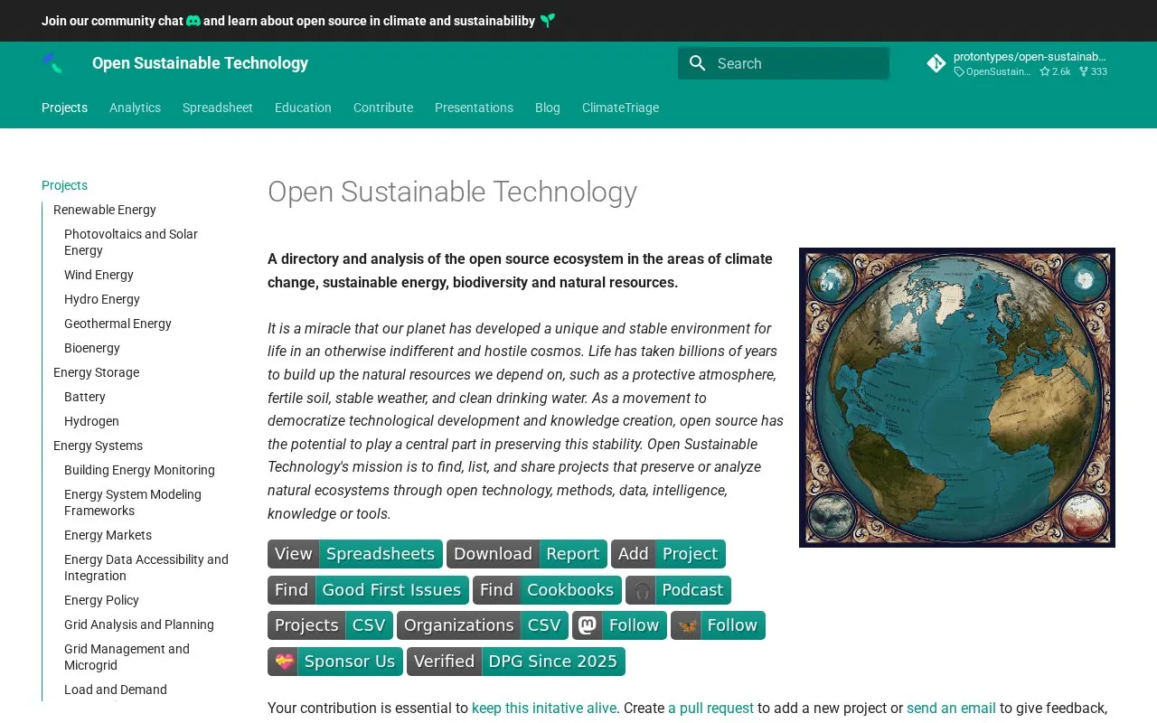 Open Sustainable Technology homepage screenshot