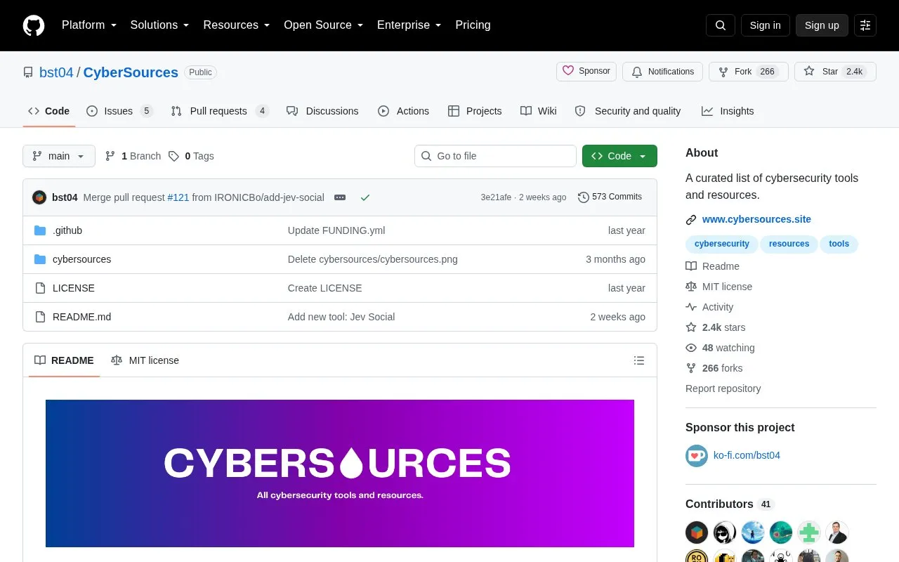 Cybersources homepage screenshot