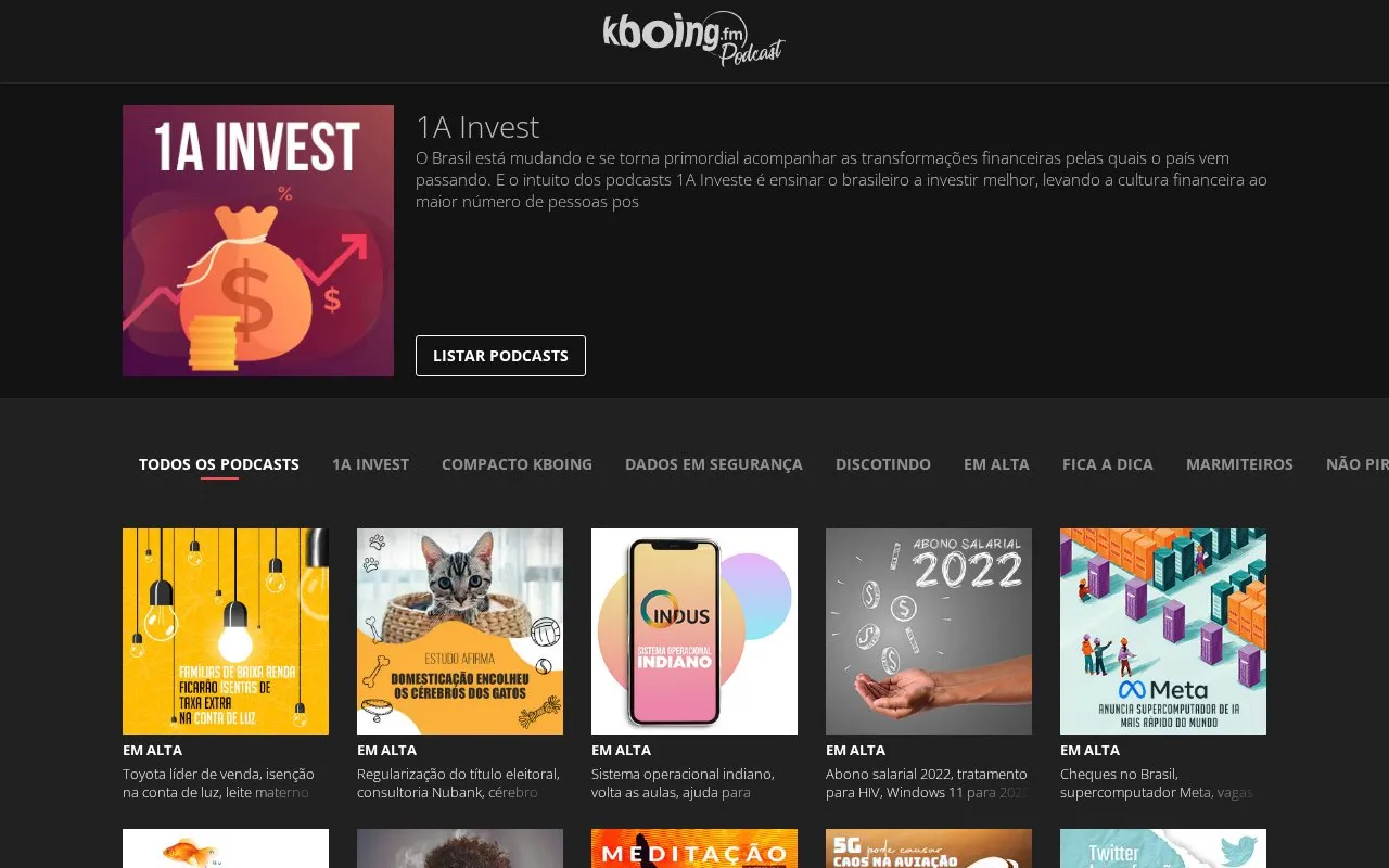 Kboing FM homepage screenshot