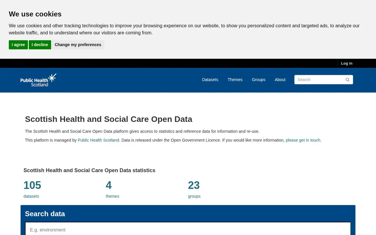 NHS Scotland Open Data Portal homepage screenshot