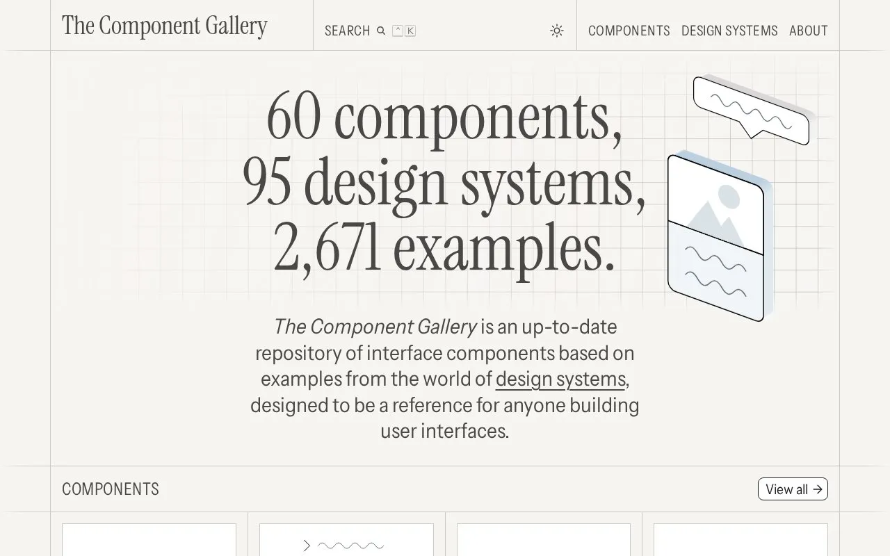 the component gallery homepage screenshot