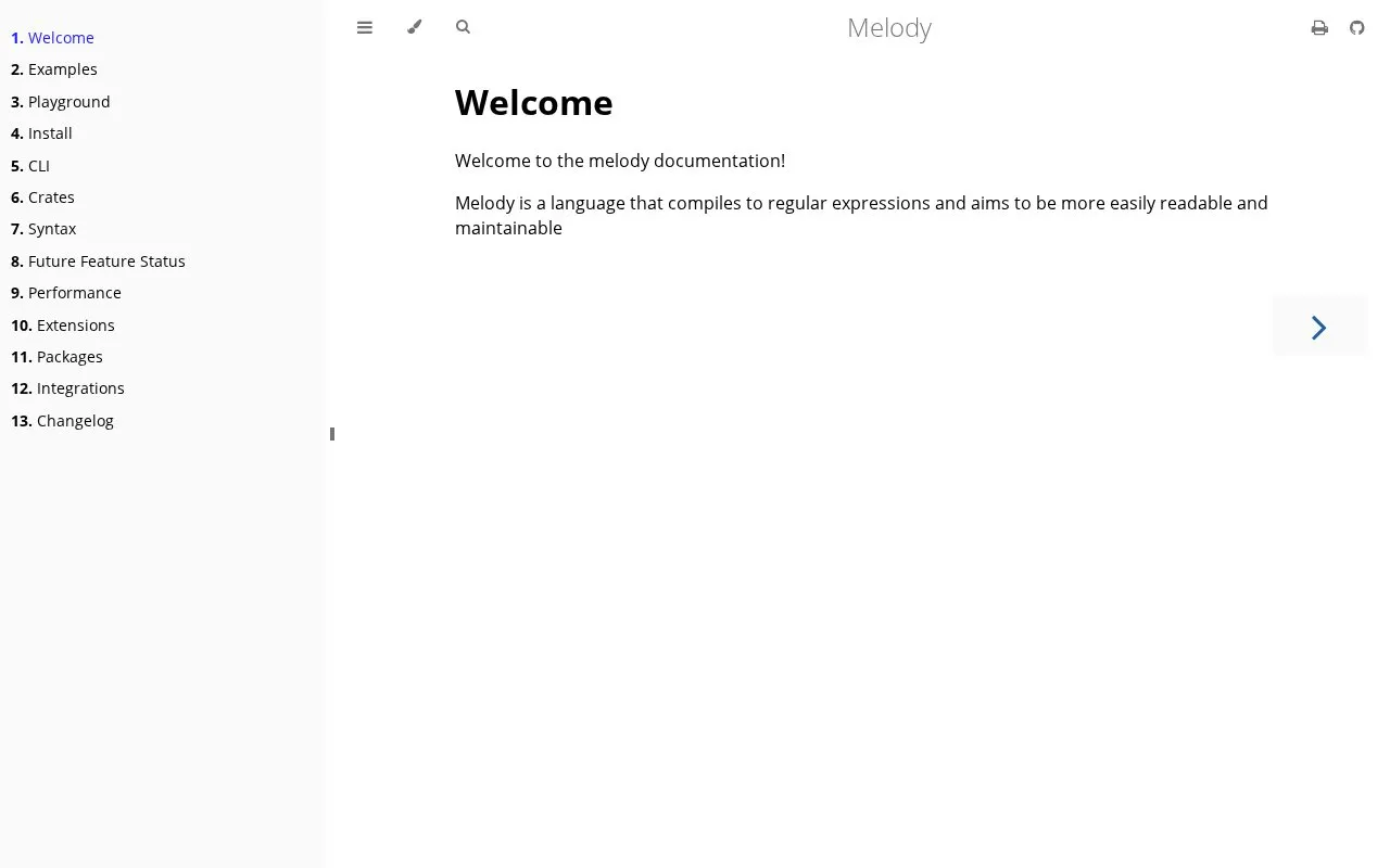 Melody homepage screenshot