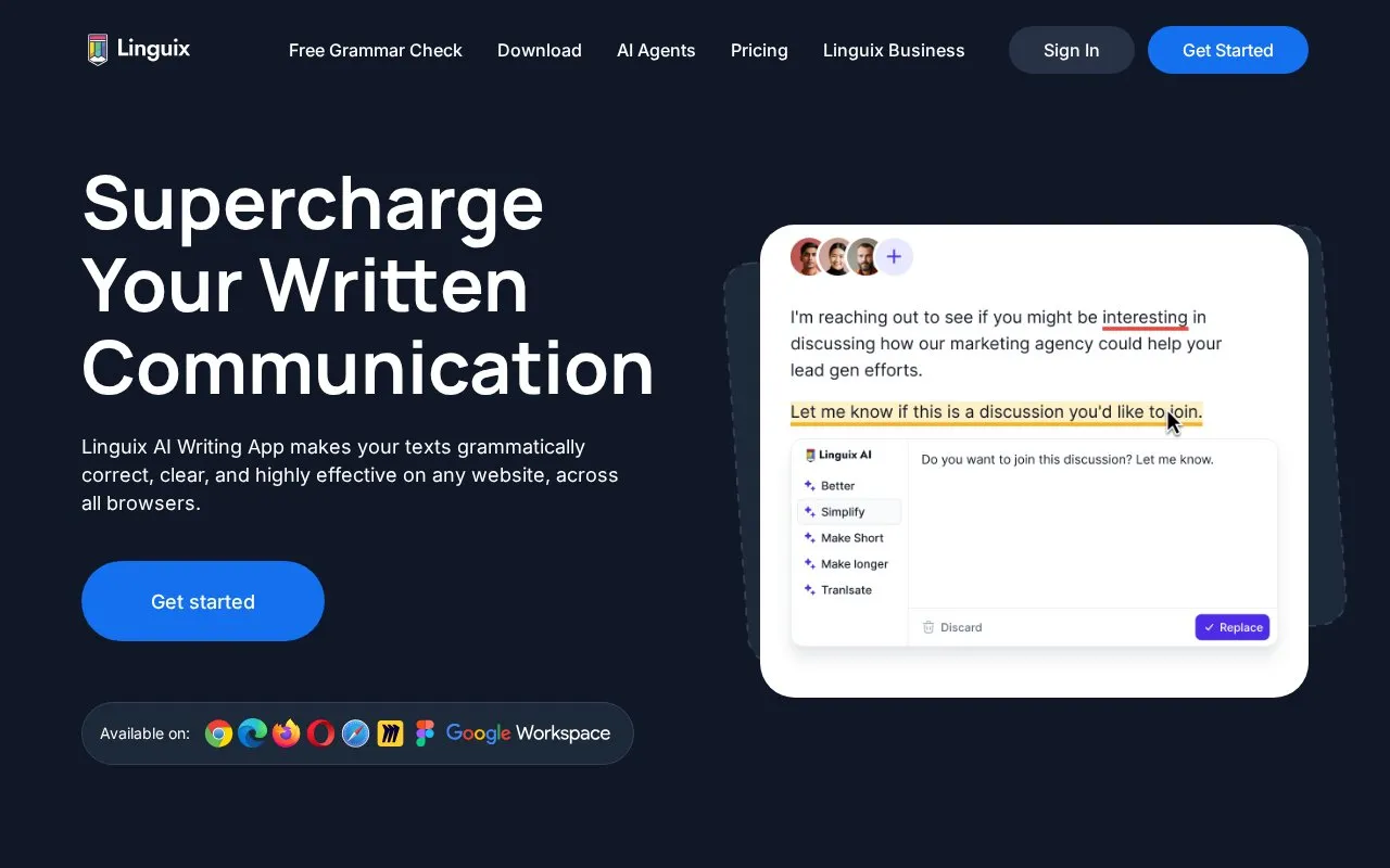 Linguix homepage screenshot
