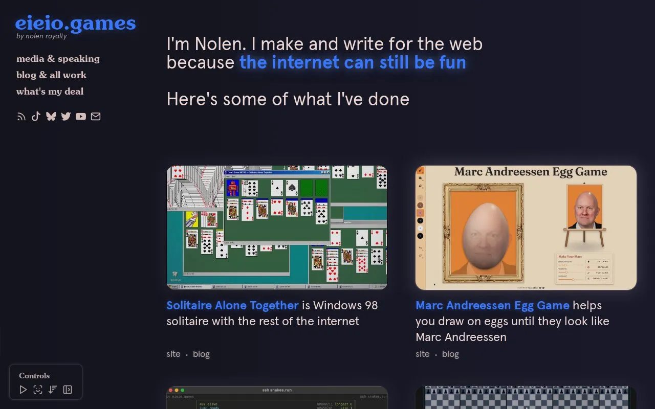 eieio.games homepage screenshot
